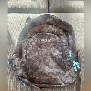 Dakine patterned backpack grey with turquoise / blue / colorful Details